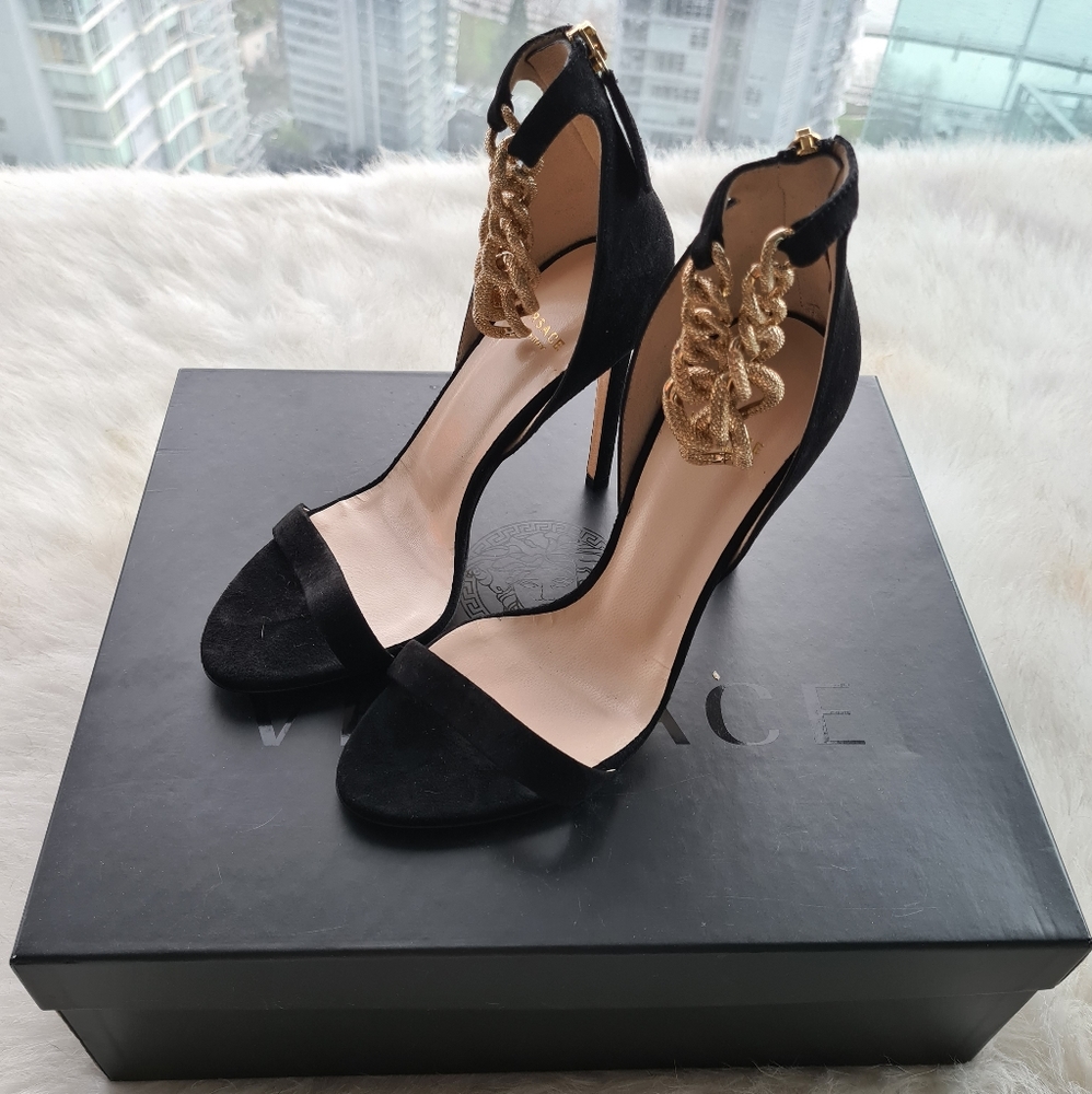 Versace ankle chain heels